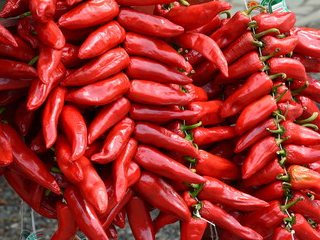 Guirlandes de piments rouges mis à sécher